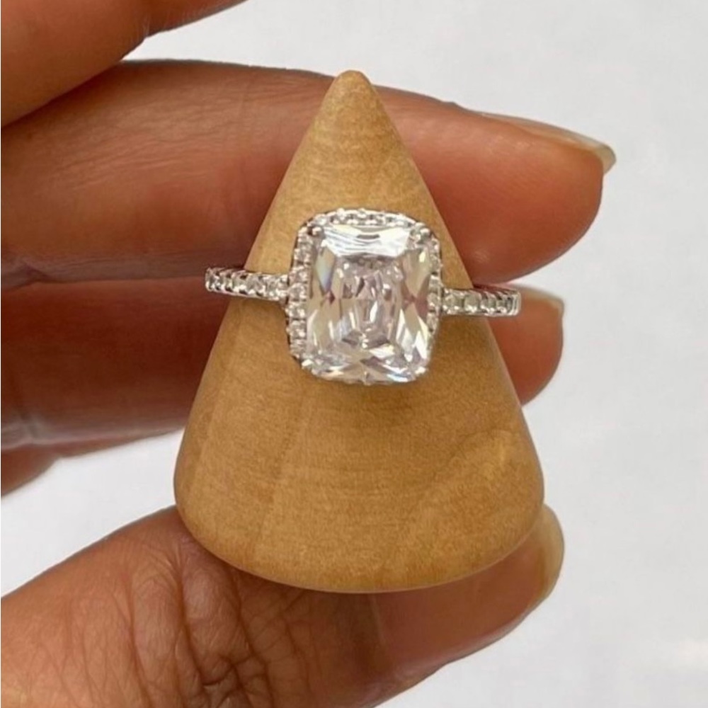 Solid 925 Sterling Silver Halo Ring